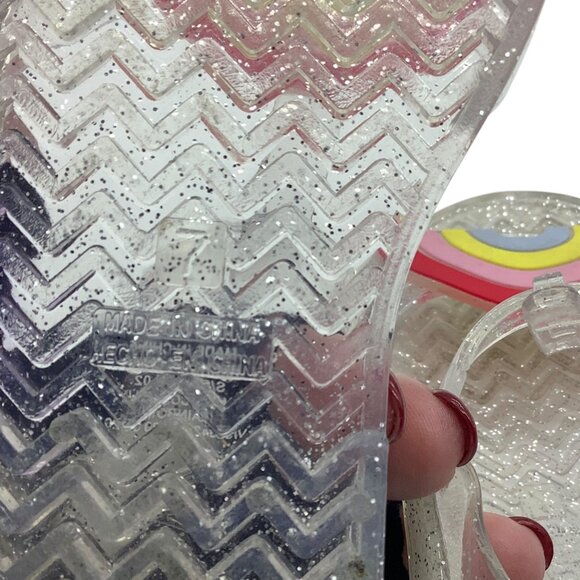 Old Navy Kids Glitter Jelly Sandals With Rainbow Design Toddler Size 7 - Picture 5 of 6